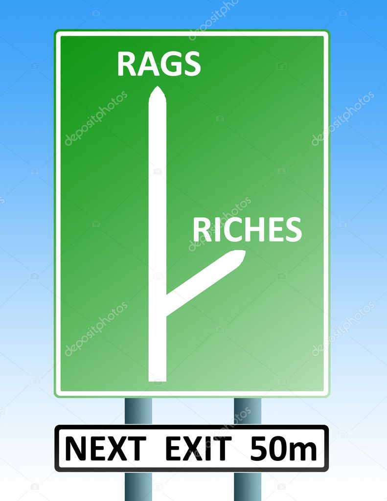 Rags riches roadsign