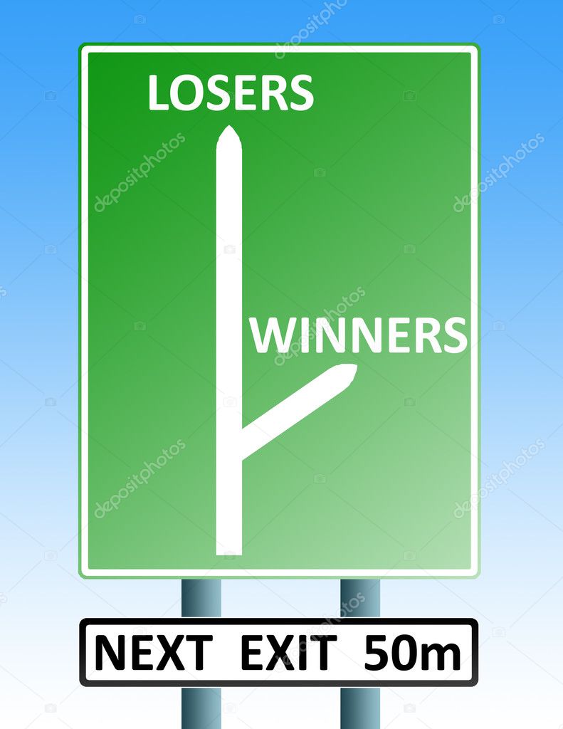 Winners losers roadsign
