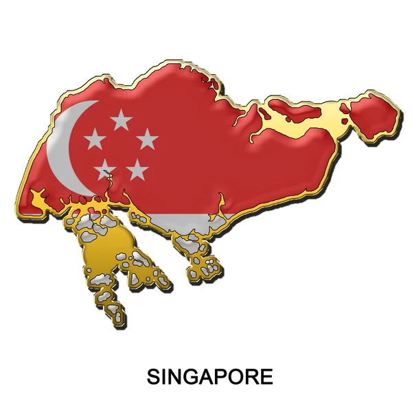 Singapur kovový čep odznak — Stock fotografie