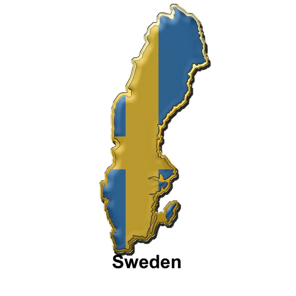 Emblema de pino de metal Suécia — Fotografia de Stock