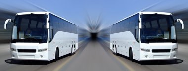 White coaches in motion clipart
