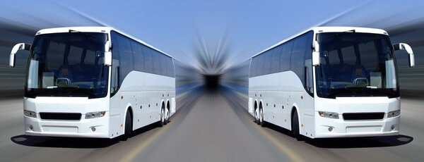 White coaches in motion