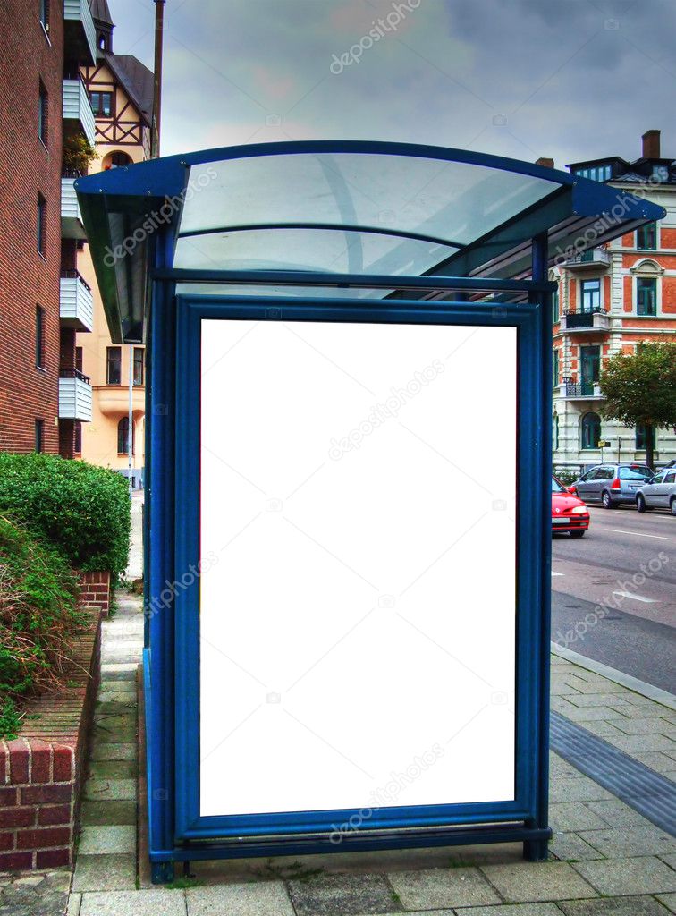 Bus stop with blank bilboard HDR 02