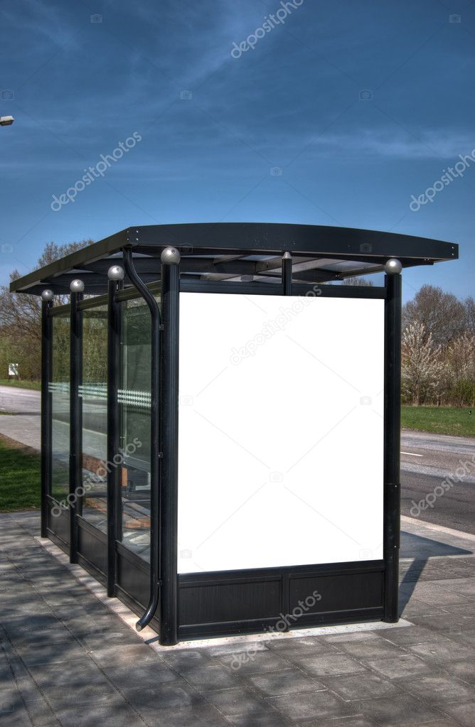 Bus stop with blank bilboard HDR 06