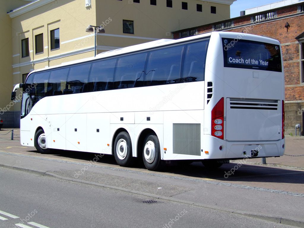 White tour bus