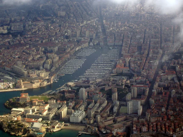 stock image Marseille vieux port by air