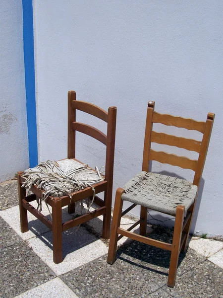 Santorini krzesła — Zdjęcie stockowe