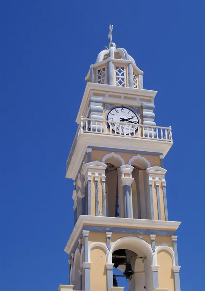 Santorini torre del reloj fira — Foto de Stock
