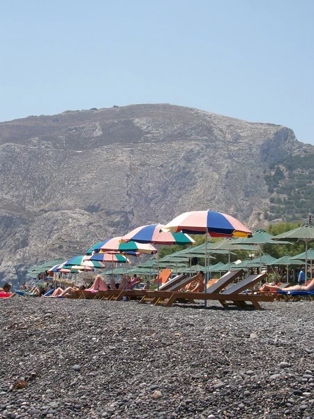 Santorini kamari beach — Zdjęcie stockowe