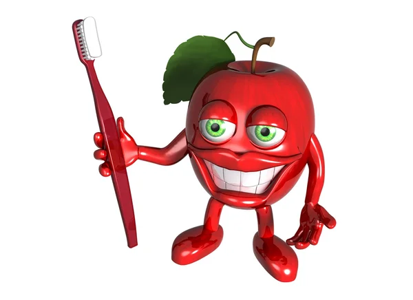 Healthy apple with clean teeth — Stock Photo, Image