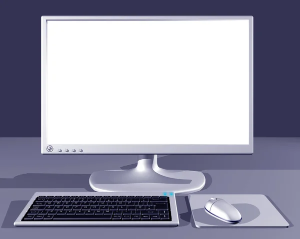 Desktop computer with blank screen — Stock Photo, Image