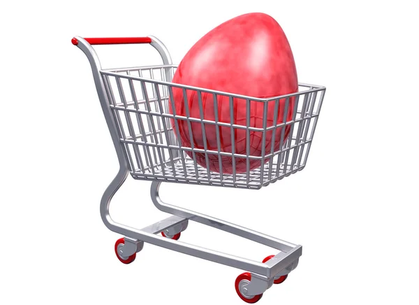 Carrinho de compras estilizado com ovo gigante — Fotografia de Stock