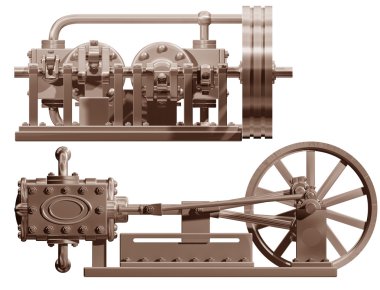 Steam engine front and side clipart