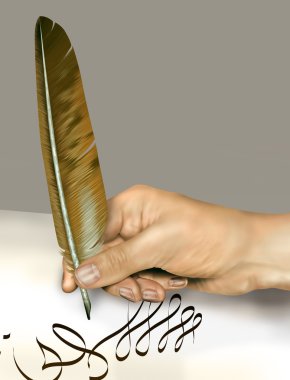 Handwriting with a feather quill clipart