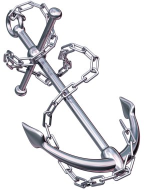 Modern anchor and chain clipart