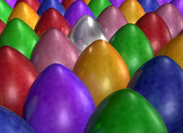 Ejército de huevos de colores brillantes —  Fotos de Stock