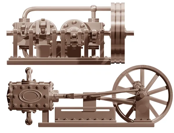 Steam engine front and side — Stock Photo, Image