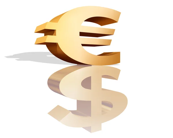 Euro refletindo o dólar — Fotografia de Stock
