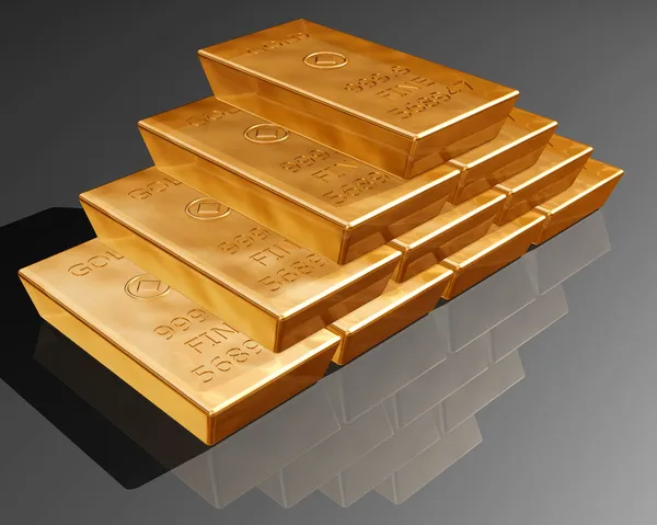 Pila di lingotti d'oro puro — Foto Stock