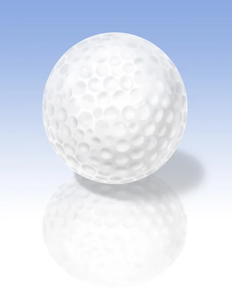 Golfball auf reflektierender Oberfläche — Stockfoto