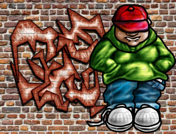 Graffiti kunst op de muur — Stockfoto