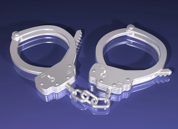 Pair of silver handcuffs — Stock Photo, Image