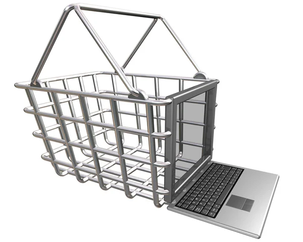 Shopping basket on the Internet — Stock Photo, Image