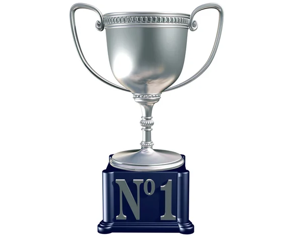Silver trophy for number one — Stock Photo, Image