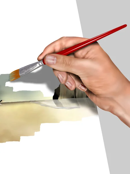 Artista pintando um quadro — Fotografia de Stock
