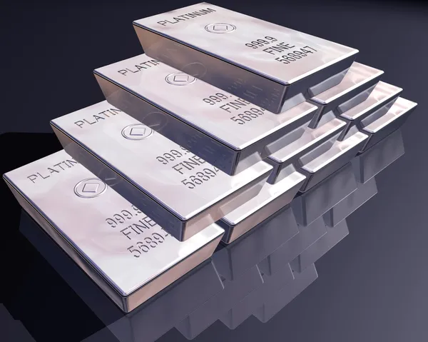 Stack of platinum bars — Stock Photo, Image
