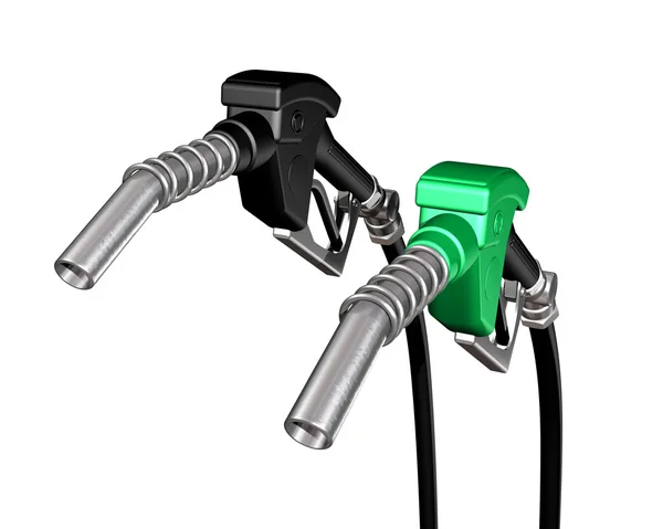 En diesel och en bensin pump munstycke — Stockfoto