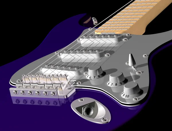 紫色的吉他 — 图库照片