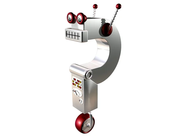 Robô isolado Ponto de interrogação — Fotografia de Stock
