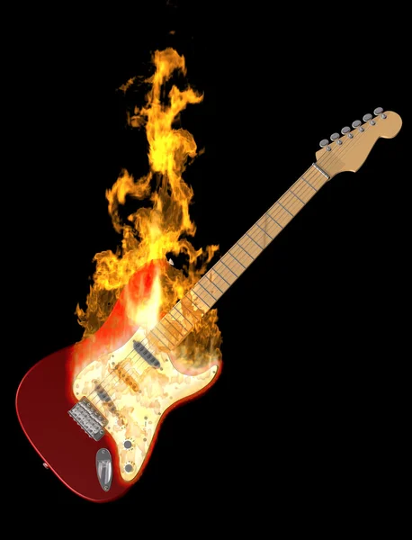 Guitarra en llamas — Foto de Stock