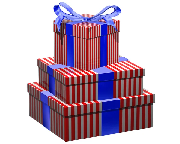 Rood wit en blauw geschenken — Stockfoto