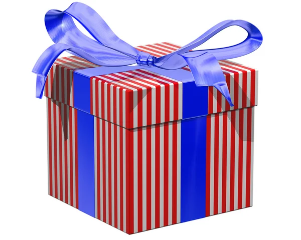 Kırmızı beyaz ve mavi bir hediye — Stok fotoğraf