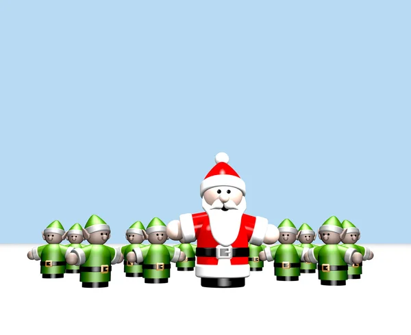 Santa i jego pomocnicy — Zdjęcie stockowe