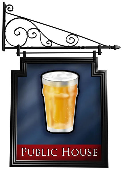 Znak na białym tle pub — Zdjęcie stockowe
