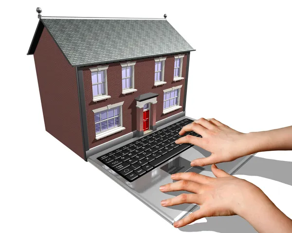 Покупка дома в Интернете Лицензионные Стоковые Изображения