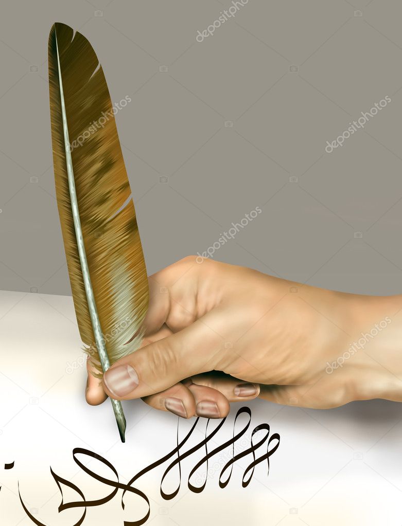 Handwriting with a feather quill