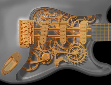 Clockwork guitar clipart