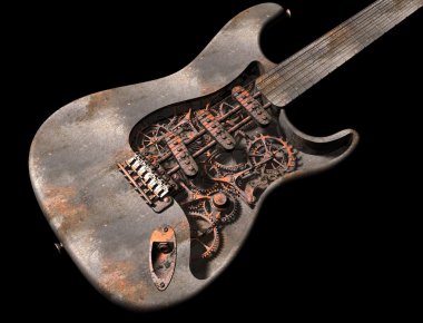 Grungy steam punk guitar clipart