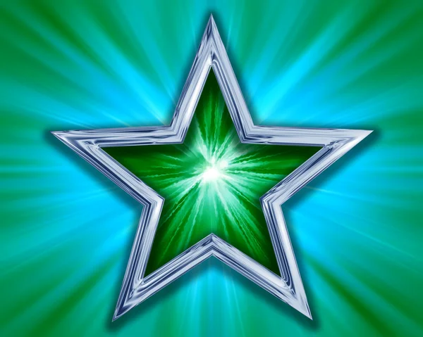 Estrela sobre fundo verde — Fotografia de Stock