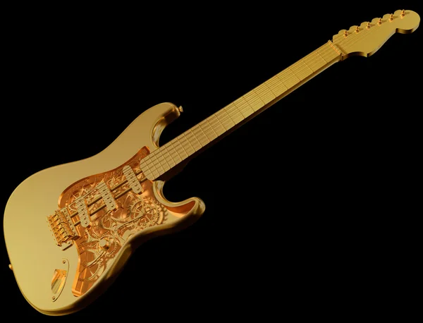 Złoty mechaniczne gitara — Zdjęcie stockowe
