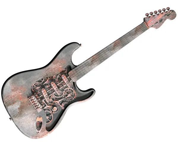 Na białym tle steam punk gitara — Zdjęcie stockowe