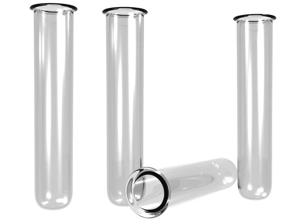 Tubos de ensaio de vidro isolados — Fotografia de Stock