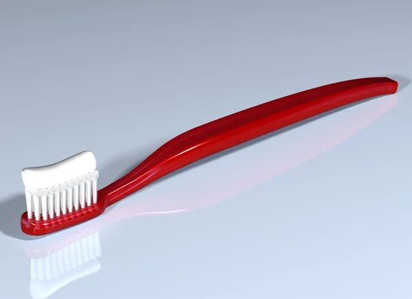 Блестящая красная зубная щетка — стоковое фото