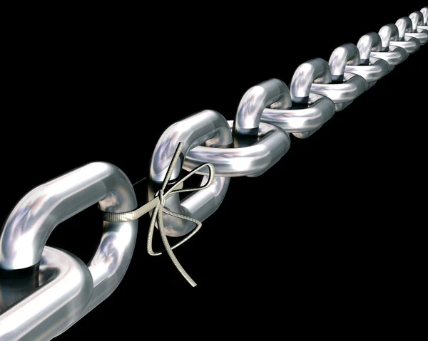 Chains as strong as the weakest link. — Stock Photo, Image