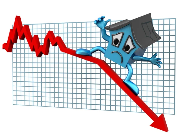 Prezzi delle case verso il basso Immagine Stock