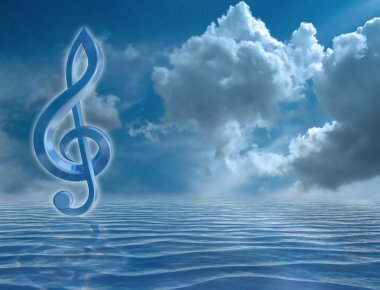 Blue Treble Clef clipart